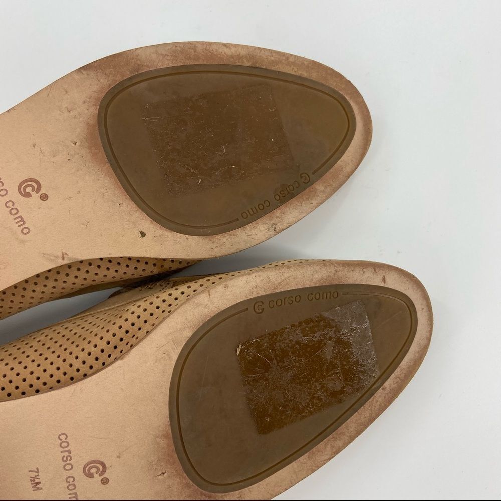 Corso Como Carlynee Tan Leather Slip On Perforated Casual Loafers 7.5 - Picture 15 of 16